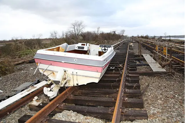 A boat that washed up on the Rockaway line—it's gone now!